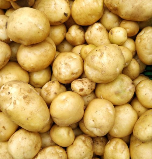 a pile of potatoes sitting next to each other